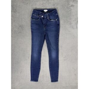 Good American Jeans Womens 2/26 Blue Dark Wash Mid Rise Skinny Stretch Preppy
